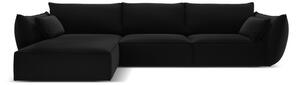 Черен кадифен ъглов диван (ляв ъгъл) Vanda – Mazzini Sofas