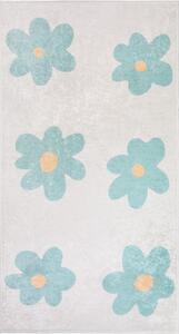 Детски килим подходящ за пране в цвят мента и слонова кост 60x100 cm Cute Flowers Green – Vitaus