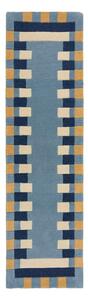 Синя ръчно изработена вълнена пътека 60x230 cm Kai Wool Border – Flair Rugs