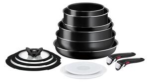 Tefal - Комплект готварски съдове 13 бр. INGENIO EASY COOK & CLEAN BLACK