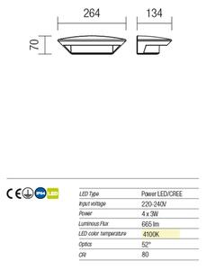 Redo 9407 - LED Екстериорен аплик PLATE 4xLED/3W/230V 4100K IP54 антрацит