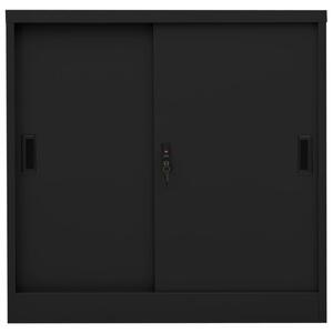 VidaXL Офис шкаф с плъзгаща се врата, черен, 90x40x90 см, стомана