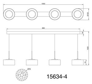 Globo 15634-4 - LED Пендел FOGSY 4xLED/8W/230V