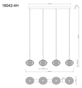 Globo 16042-4H - LED Пендел AIDA 4xLED/5,75W/230V 3000K/4500K/6500K