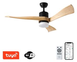 ZEVENTI - LED таванен вентилатор NATURITO LED/18W/230V Wi-Fi Tuya черен/дъб + дистанционно управление