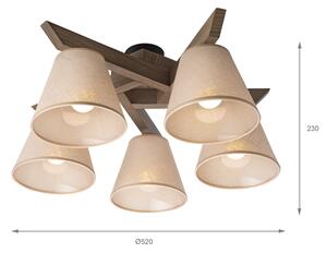 Brilagi - LED плафониера ANTHONY 5xE14/40W/230V дъб орех/бежова