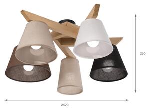Brilagi - LED Полилей за повърхностен монтаж ANTHONY 5xE14/40W/230V дъб