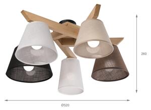 Brilagi - LED Полилей за повърхностен монтаж ANTHONY 5xE14/40W/230V дъб