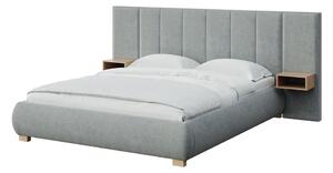 Сиво двойно тапицирано легло с включена подматрачна рамка 140x200 cm Fioro – MESONICA