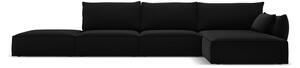 Черен кадифен ъглов диван (десен ъгъл) Vanda – Mazzini Sofas