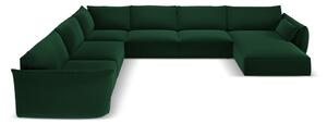 Тъмнозелен кадифен ъглов диван (ляв ъгъл/U форма) Vanda – Mazzini Sofas