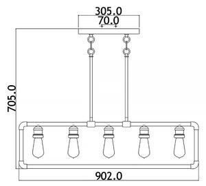 Kichler KL-IMAHN-ISLE - Висящ полилей IMAHN 5xE27/60W/230V