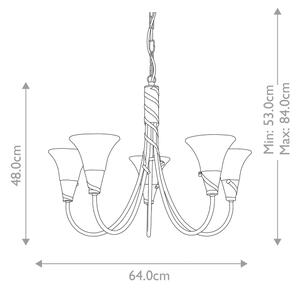 Elstead EM5-COPPER - Пендел EMILY 5xE14/40W/230V