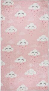 Светлорозов детски килим подходящ за пране 80x120 cm Pink Clouds – Vitaus