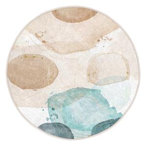 Синьо-бежов кръгъл килим подходящ за пране ø 80 cm Puddle – Mila Home