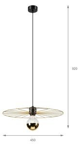 Пендел MONTANA 1xE27/15W/230V Ø 45 см златист/черен