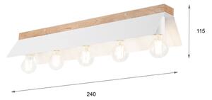 Плафон ESME 5xE27/15W/230V бял/дъб