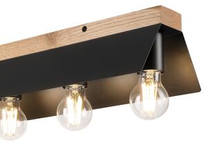 Плафон ESME 5xE27/15W/230V черен/дъб