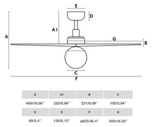 FARO 34281WT-11L-Str. вентилатор KLIMS 1xE27/15W/230V бор/бял пр. 92,5 см WT+DO