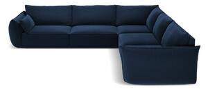 Тъмносин кадифен ъглов диван Vanda – Mazzini Sofas