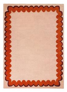 Оранжев/в естествен цвят ръчно изработен вълнен килим 140x200 cm Wiggle Wool – Flair Rugs