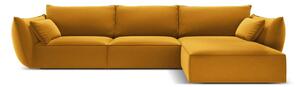 Кадифен ъглов диван в цвят горчица (десен ъгъл) Vanda – Mazzini Sofas