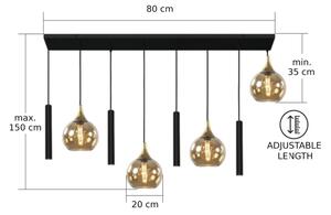 Пендел CALYPSO 4xGU10/60W/230V + 4xE27/60W черен/златист