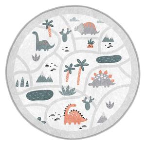Светлосиво детско килимче за игра подходящо за пране ø80 cm Dino Park – Mila Home