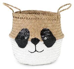 Бяла/естествена детска кошница за играчки от морска трева ø 25x24 cm Panda – Compactor