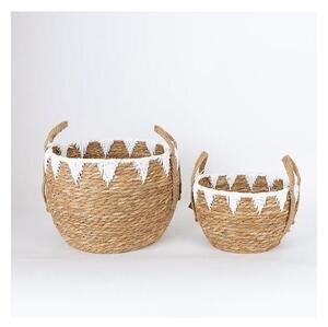 К-кт 2x Сламена кошница бежов/бял 32x16,5x18/24x23,5x26 см