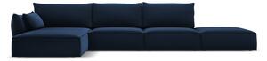 Тъмносин кадифен ъглов диван (ляв ъгъл) Vanda – Mazzini Sofas