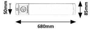 Rabalux 78039 - LED Лампа за под кухненски шкаф с контакт SOFT 2E LED/8W/230V 4000K 68 см сребрист