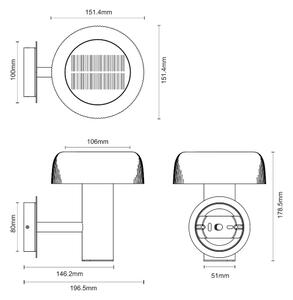 Zuma Line WT33111 - LED соларна стенна лампа BLUET LED/2,5W/2000mAh IP44 черна