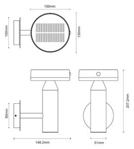 Zuma Line WT33611 - LED соларна стенна лампа CARLI LED/4,5W/2000mAh IP44 черна