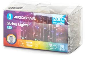 Aigostar - LED външен коледен гирлянд 200 LED, 8 функции, 3xAA, IP44, 5x2m, цвет