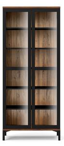 Витрина от декор от орех в черен и естествен цвят 89x203x36 cm Roomers – Tvilum