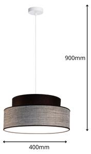Пендел GRACE 1xE27/60W/230V Ø 40 см черен/сив