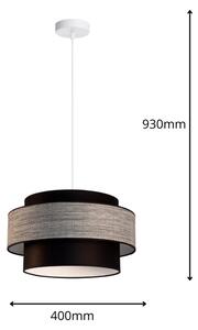 Пендел GRACE 1xE27/60W/230V Ø 40 см черен/сив