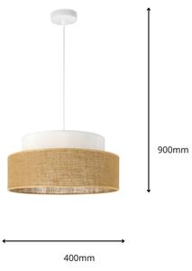 Пендел BOHO 1xE27/60W/230V Ø 40 см бял/бежов