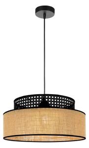 Пендел BOHO 1xE27/60W/230V Ø 40 см черен/ратан