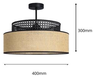 Полилей за повърхностен монтаж BOHO 1xE27/60W/230V Ø 40 см черен/ратан