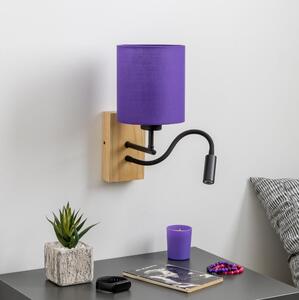 Brilagi - LED Аплик NUBILA WOOD 1xE27/25W/230V + LED/3W дъб/лилава