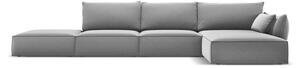 Светлосив кадифен ъглов диван (десен ъгъл) Vanda – Mazzini Sofas