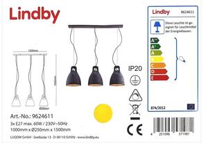 Lindby - Пендел IBU 3xE27/60W/230V