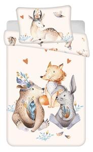 Бежово памучно детско спално бельо 100x135 cm Animals "Woodland" – Jerry Fabrics