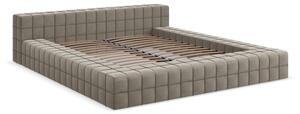 Двойно легло кафяво-сиво тапицирано с включена подматрачна рамка 160x200 cm Akela – Makamii