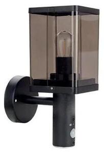 Външна стенна лампа със сензор, 1xE27/60W/230V, IP44, черна/димчато кафява