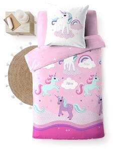 Розово единично памучно детско спално бельо 140x200 cm Licorne – douceur d'intérieur