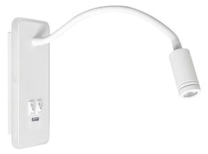 LED Гъвкава настенна лампа с USB BASE LED/8W+LED/2W/230V бяла