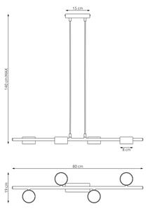 Пендел SORA 4xGX53/12W/230V черен